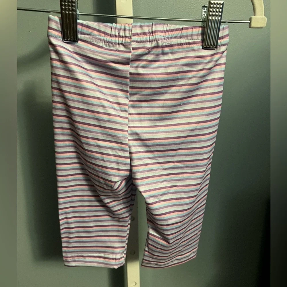 Pete and Lucy Pink and Purple Unicorn Ruffle Tank Top and Striped Capri Set. NWT